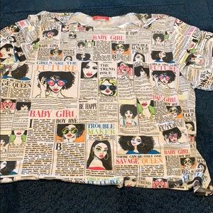 VINTAGE STYLE NEWSPAPER PRINT TEE